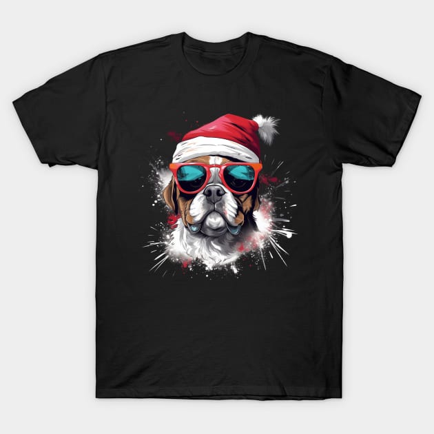 Magical Christmas French Bulldog in the snow: cute four-legged friend with festive hat T-Shirt by MLArtifex